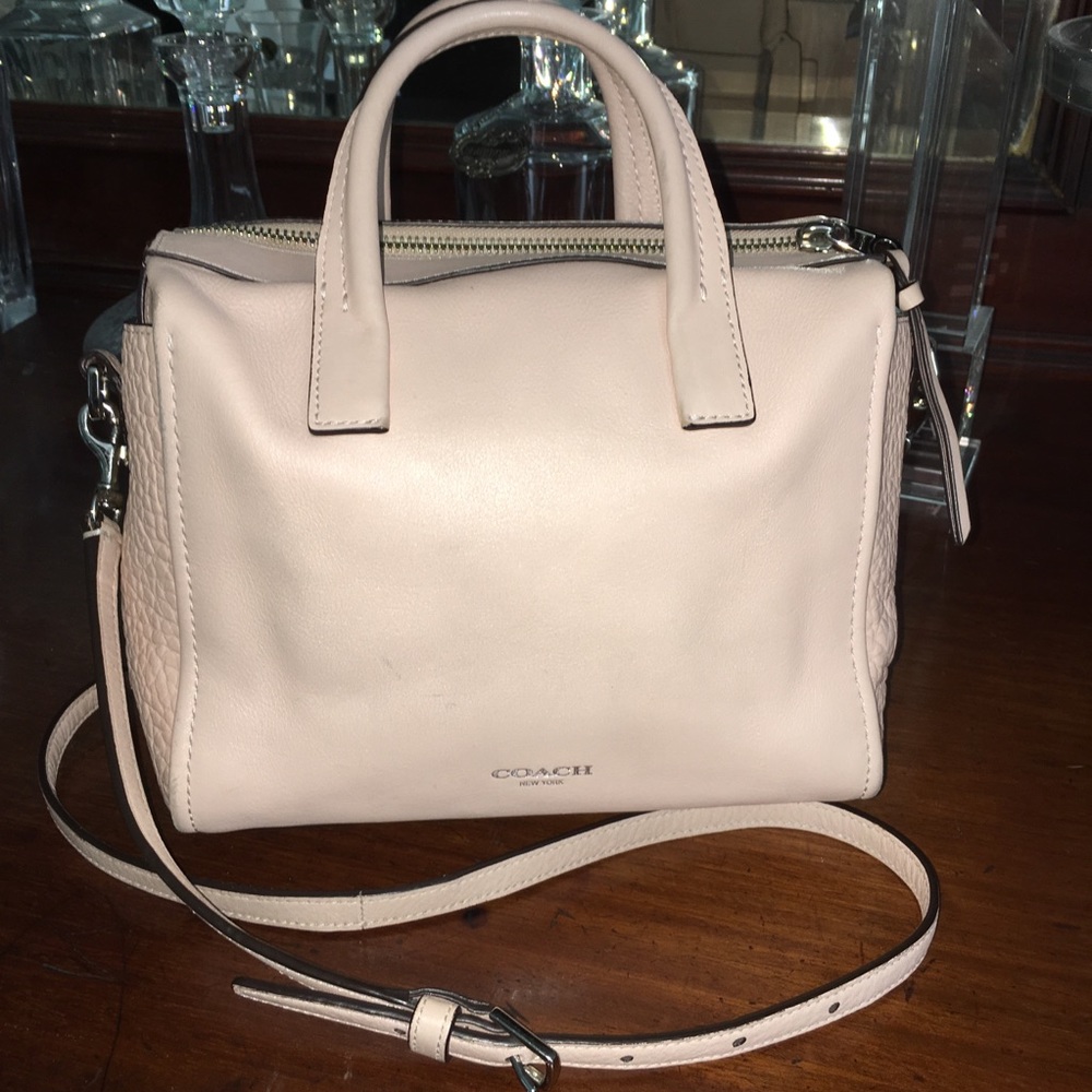 Cute leather light pink small crossbody Coach bag